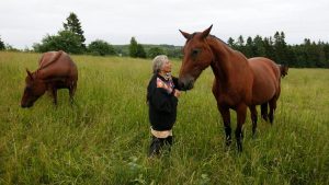Handibear Hills Horse Sanctuary founder Yogi Fell in field with horse